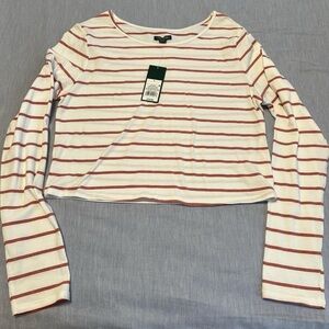 Women's striped long sleeve crop top